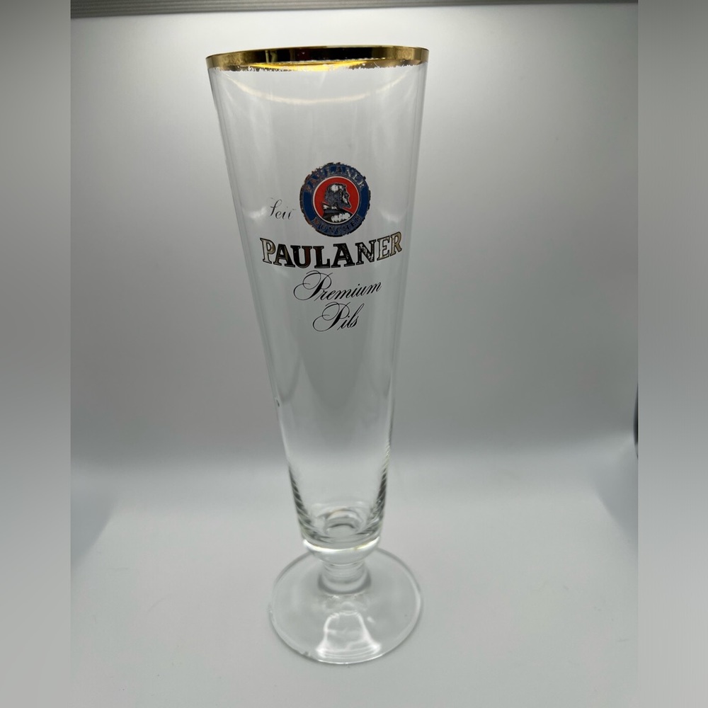 Paulaner Brewery, Munich, Germany. .3L Tall Footed Pilsner Shape Beer Glass.